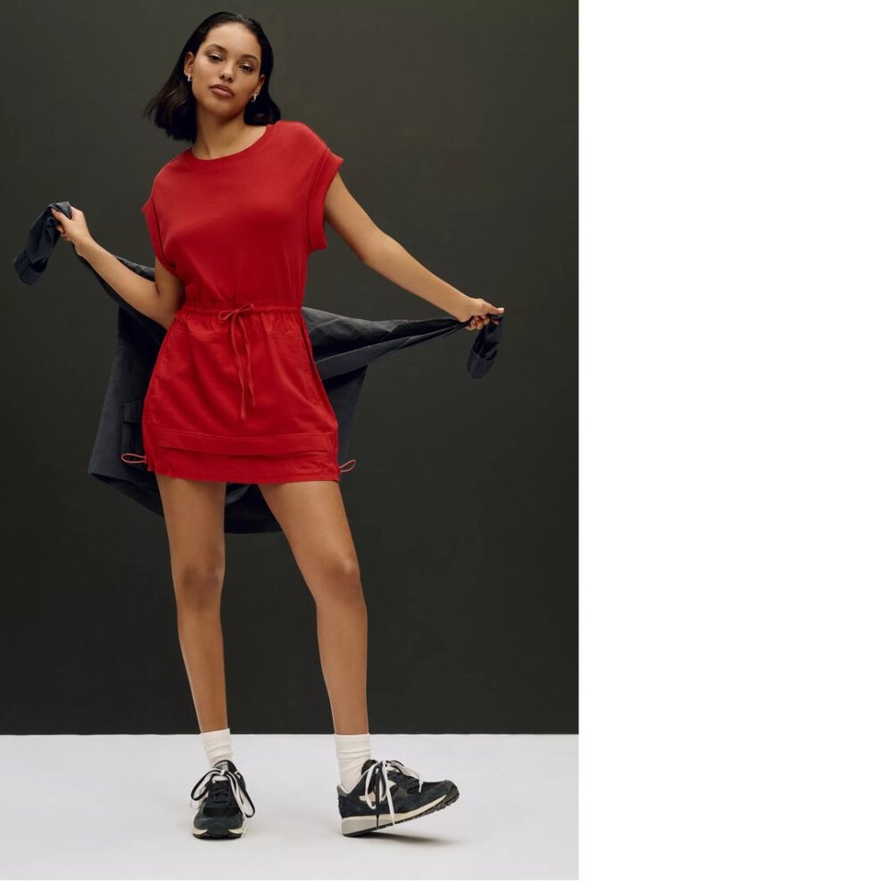 Daily Practice by Anthropologie Short-Sleeve Mini Dress XS red new nwt